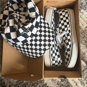 Vans  Checkerboard Slip-On Sneakers - Black & White
